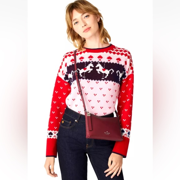 New Kate Spade Sadie Crossbody Saffiano Leather Grenache - Picture 2 of 5